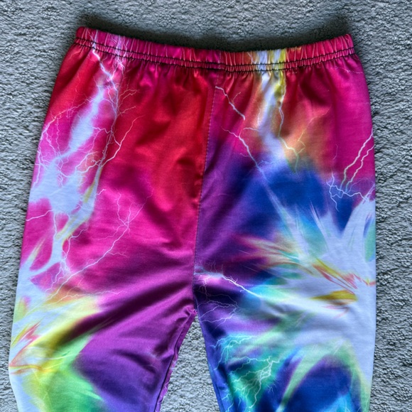 NWOT Vibrant Rainbow Tie-Dye Lightning Leggings -  XS/S - Picture 2 of 2